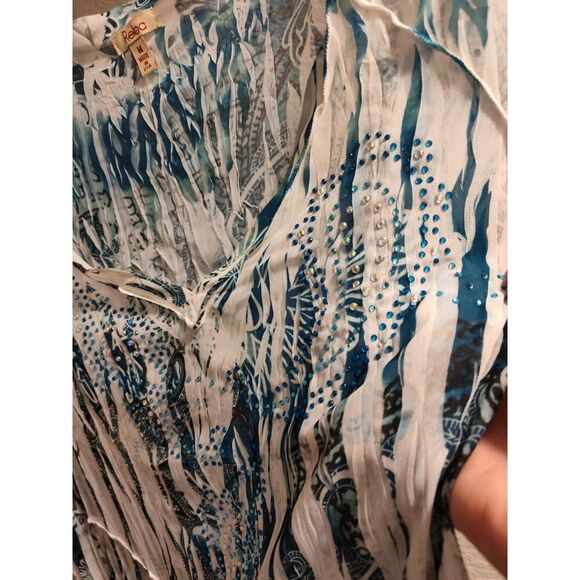 Reba Cover Maxi Vacation Resort Dress See Through Size Medium Rhinestones - Picture 4 of 6